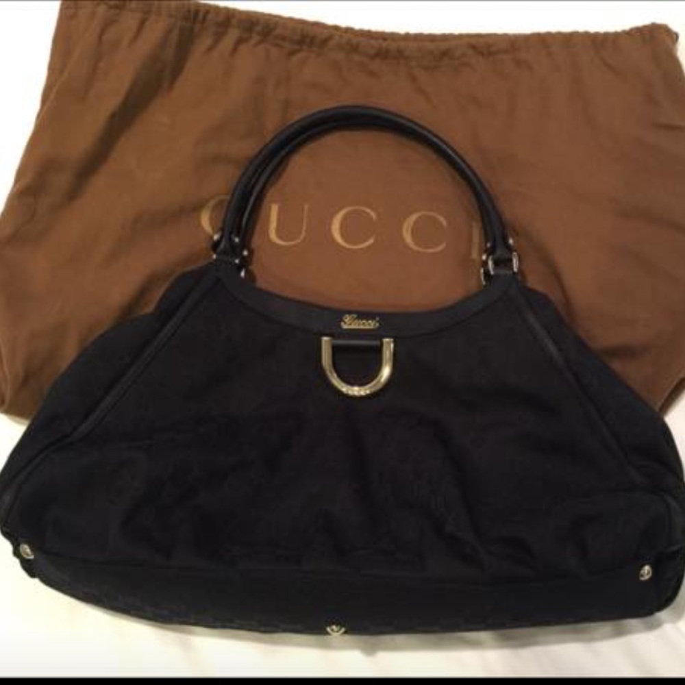 Gucci brand new black GG  D Ring Hobo Handbag.